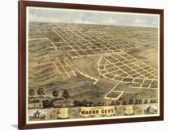 Macon, Missouri - Panoramic Map-Lantern Press-Framed Art Print