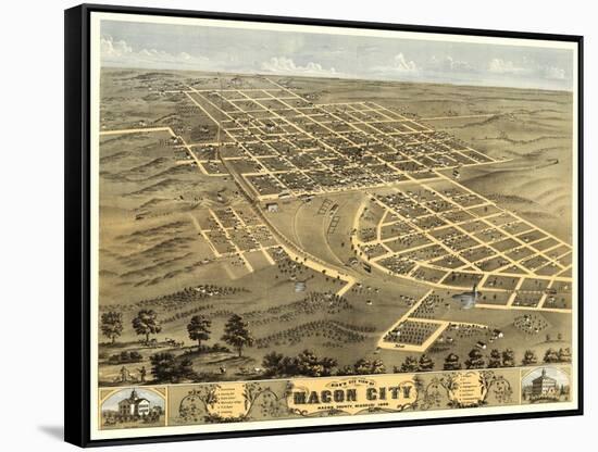 Macon, Missouri - Panoramic Map-Lantern Press-Framed Stretched Canvas