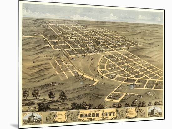 Macon, Missouri - Panoramic Map-Lantern Press-Mounted Art Print