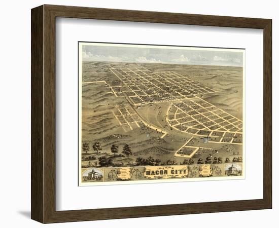 Macon, Missouri - Panoramic Map-Lantern Press-Framed Art Print