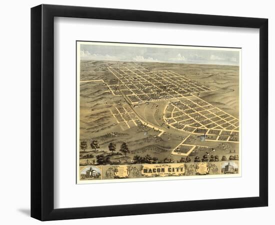 Macon, Missouri - Panoramic Map-Lantern Press-Framed Art Print