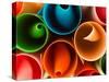 Macro Image of Colorful Rolled Up Paper. Abstract Pattern-Abstract Oil Work-Stretched Canvas