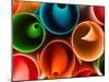 Macro Image of Colorful Rolled Up Paper. Abstract Pattern-Abstract Oil Work-Mounted Photographic Print