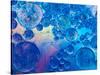 Macro of Oil Drops and Pigment on Water Surface with Bright Background-Abstract Oil Work-Stretched Canvas