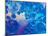 Macro of Oil Drops and Pigment on Water Surface with Bright Background-Abstract Oil Work-Mounted Photographic Print