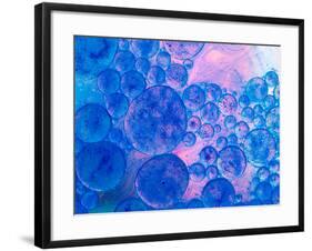 Macro of Oil Drops and Pigment on Water Surface with Bright Background-Abstract Oil Work-Framed Photographic Print