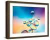 Macro of Oil Drops on Water Surface with Vibrant Colors in Background-Abstract Oil Work-Framed Photographic Print