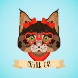 Hipster Cat Portrait-Macrovector-Art Print