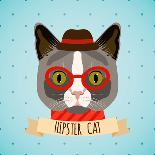 Hipster Cat Portrait-Macrovector-Art Print