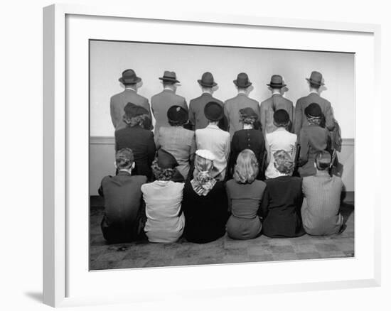 Macy's Department Store Detectives with Their Backs Turned So as Not to Reveal Their Identity-Nina Leen-Framed Photographic Print