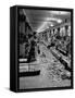 Macy's Department Store Employee Cleaning Up Piles of Debris after the Christmas Shopping Rush-Nina Leen-Framed Stretched Canvas