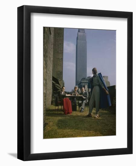 Macy's Designers Study Model Dressed in Aadaptation of a Flight Suit, New York, NY, 1958-Nina Leen-Framed Photographic Print