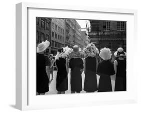 Mad as a Hatter: Mannequins Modelling Hats for the 1966 Royal Ascot Festival, May 1966-null-Framed Premium Photographic Print
