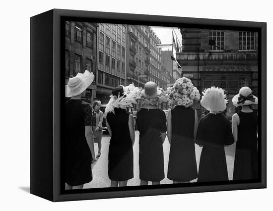 Mad as a Hatter: Mannequins Modelling Hats for the 1966 Royal Ascot Festival, May 1966-null-Framed Stretched Canvas