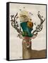 Mad Hatter Deer-Fab Funky-Framed Stretched Canvas