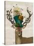 Mad Hatter Deer-Fab Funky-Stretched Canvas