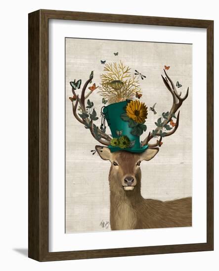 Mad Hatter Deer-Fab Funky-Framed Art Print