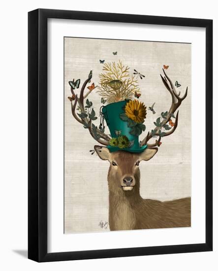 Mad Hatter Deer-Fab Funky-Framed Art Print