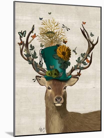 Mad Hatter Deer-Fab Funky-Mounted Art Print