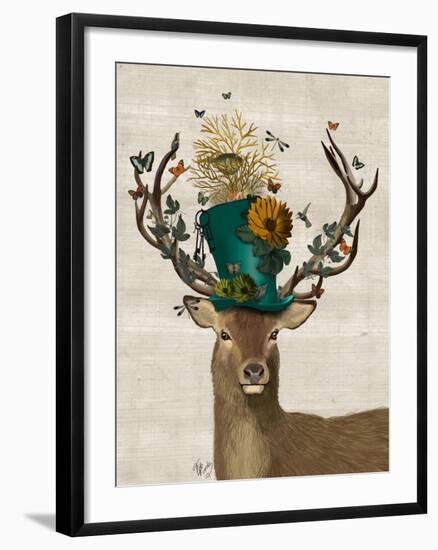 Mad Hatter Deer-Fab Funky-Framed Art Print