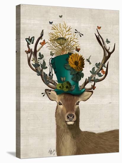 Mad Hatter Deer-Fab Funky-Stretched Canvas