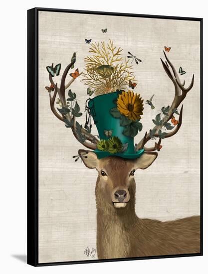 Mad Hatter Deer-Fab Funky-Framed Stretched Canvas