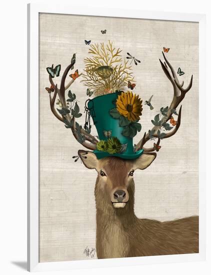 Mad Hatter Deer-Fab Funky-Framed Art Print