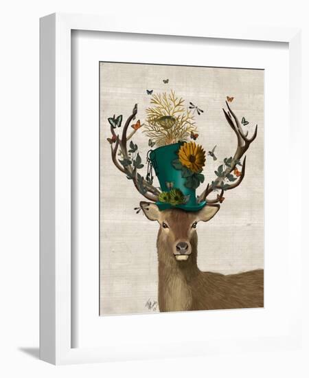 Mad Hatter Deer-Fab Funky-Framed Art Print