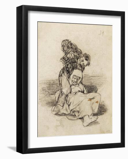 Mad Man Killing an Old Woman-Francisco de Goya-Framed Art Print