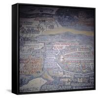 Madaba Mosaic Map, 6th Century AD, Detail Showing Jerusalem, Madaba, Jordan, Middle East-Christopher Rennie-Framed Stretched Canvas