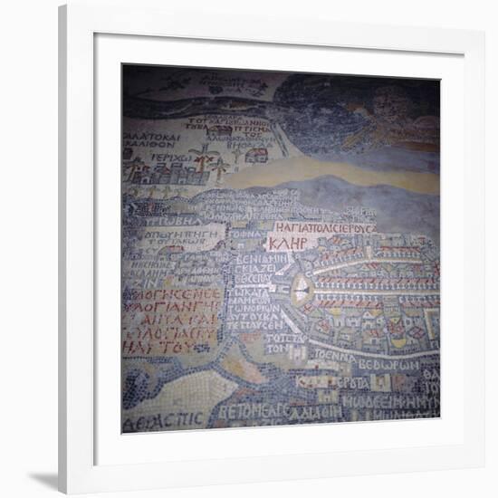 Madaba Mosaic Map, 6th Century AD, Detail Showing Jerusalem, Madaba, Jordan, Middle East-Christopher Rennie-Framed Photographic Print