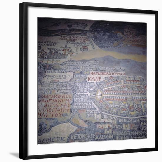 Madaba Mosaic Map, 6th Century AD, Detail Showing Jerusalem, Madaba, Jordan, Middle East-Christopher Rennie-Framed Photographic Print