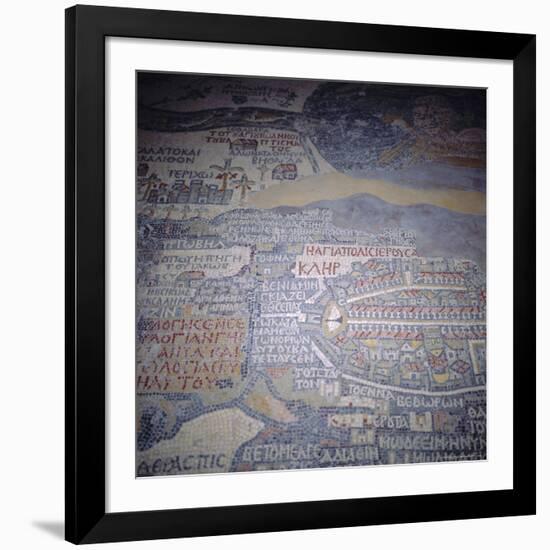 Madaba Mosaic Map, 6th Century AD, Detail Showing Jerusalem, Madaba, Jordan, Middle East-Christopher Rennie-Framed Photographic Print