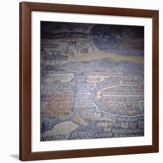 Madaba Mosaic Map, 6th Century AD, Detail Showing Jerusalem, Madaba, Jordan, Middle East-Christopher Rennie-Framed Photographic Print