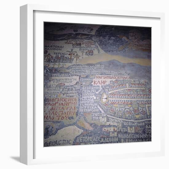 Madaba Mosaic Map, 6th Century AD, Detail Showing Jerusalem, Madaba, Jordan, Middle East-Christopher Rennie-Framed Photographic Print