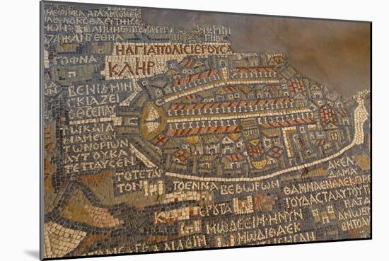 Madaba Mosaic Map. Detail of Jerusalem, 542-570-null-Mounted Photo