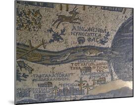 Madaba Mosaic Map, Detail of River Jordan, 542-570-null-Mounted Photo