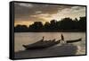 Madagascar, Beopaka, Pirogues at Dusk on Manambolo River-Roberto Cattini-Framed Stretched Canvas