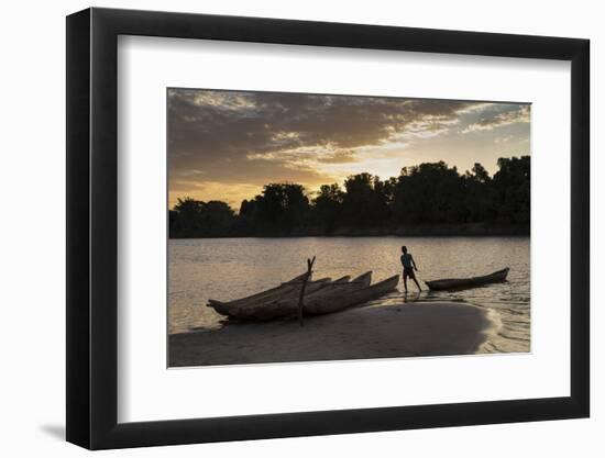 Madagascar, Beopaka, Pirogues at Dusk on Manambolo River-Roberto Cattini-Framed Photographic Print