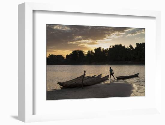 Madagascar, Beopaka, Pirogues at Dusk on Manambolo River-Roberto Cattini-Framed Photographic Print