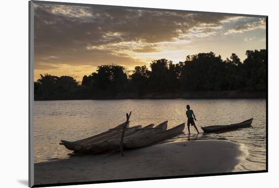 Madagascar, Beopaka, Pirogues at Dusk on Manambolo River-Roberto Cattini-Mounted Photographic Print