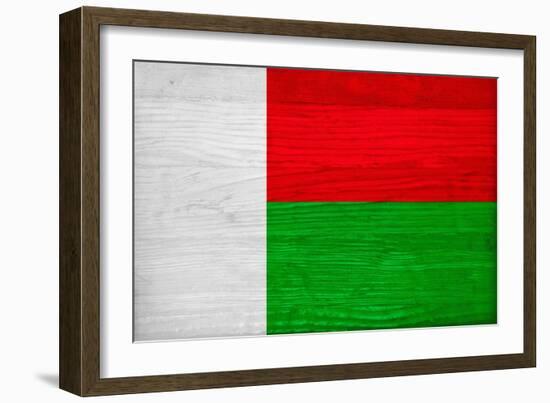 Madagascar Flag Design with Wood Patterning - Flags of the World Series-Philippe Hugonnard-Framed Art Print