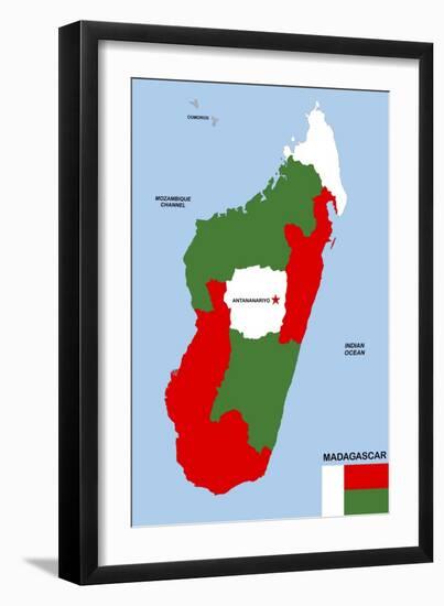 Madagascar Map-tony4urban-Framed Art Print