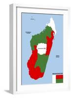 Madagascar Map-tony4urban-Framed Art Print