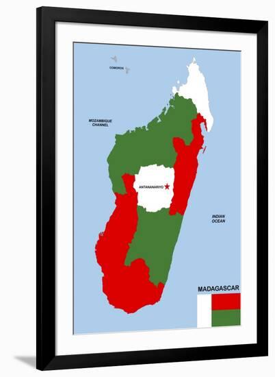 Madagascar Map-tony4urban-Framed Art Print