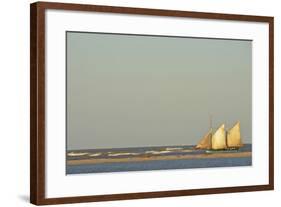 Madagascar, Morondava, Fisherman Boat with Large White Sails at Sea-Anthony Asael-Framed Photographic Print