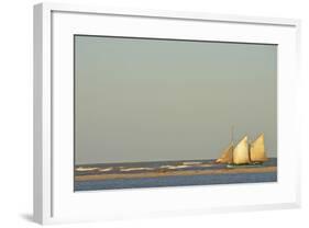 Madagascar, Morondava, Fisherman Boat with Large White Sails at Sea-Anthony Asael-Framed Photographic Print