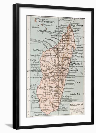 Madagascar Old Map-marzolino-Framed Art Print