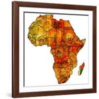 Madagascar on Actual Map of Africa-michal812-Framed Art Print