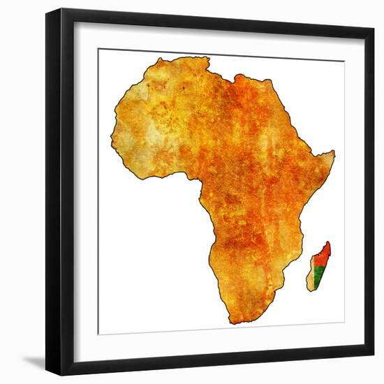 Madagascar on Actual Map of Africa-michal812-Framed Premium Giclee Print